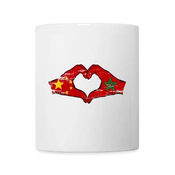 Chine Maroc drapeau mains forme de coeur utilisé - Mug blanc - blanc - Devant
