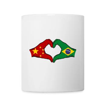 Chine Brésil Drapeau Mains Coeur Forme - Mug blanc - blanc - Devant