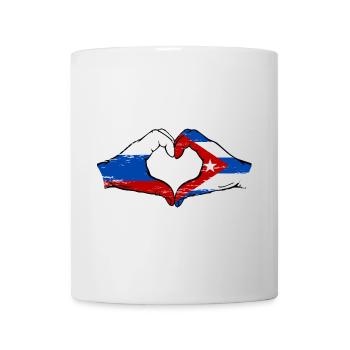 Russie Cuba drapeau mains forme de coeur utilisé - Mug blanc - blanc - Devant