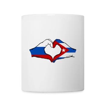 Russie Cuba Drapeau Mains Coeur Forme - Mug blanc - blanc - Devant