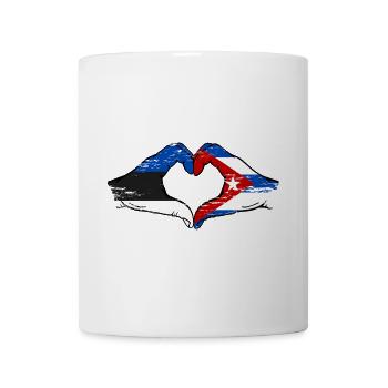 Estonia Cuba Flag Hands Heart Shape Used - Mug - white - Front