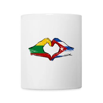 Lithuania Cuba Flag Hands Heart Shape Used - Mug - white - Front