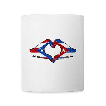 Puerto Rico Cuba Flag Hands Heart Shape Used - Mug - white - Front