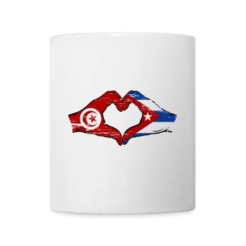 Tunisia Cuba Flag Hands Heart Shape Used - Mug - white - Front