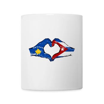Kosovo Cuba Flag Hands Heart Shape Used - Mug - white - Front