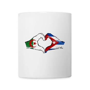 Algeria Cuba Flag Hands Heart Shape Used - Mug - white - Front