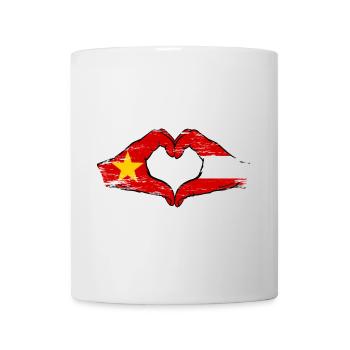Vietnam Austria Flag Hands Heart Shape Used - Mug - white - Front