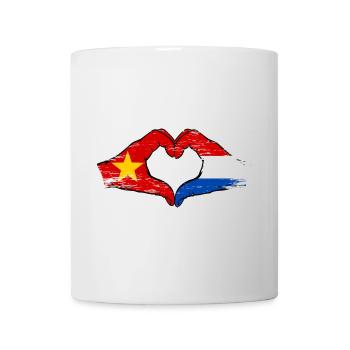 Vietnam Hollande drapeau mains forme coeur utilisé - Mug blanc - blanc - Devant