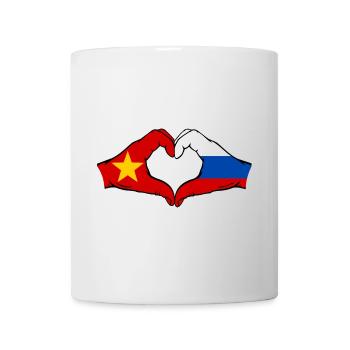 Vietnam Russia Flag Hands Heart Shape - Mug - white - Front