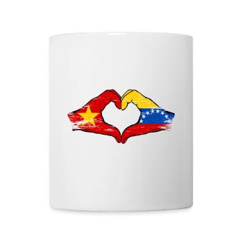 Vietnam Venezuela Flag Hands Heart Shape Used - Mug - white - Front