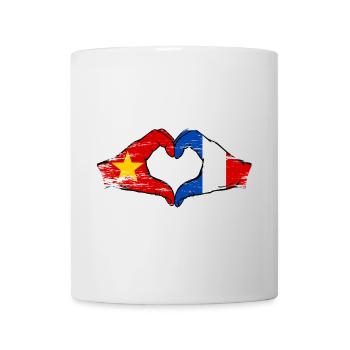 Vietnam France Flag Hands Heart Shape Used - Mug - white - Front