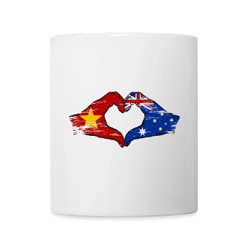 Vietnam Australie Drapeau Mains Coeur Forme Utilisé - Mug blanc - blanc - Devant