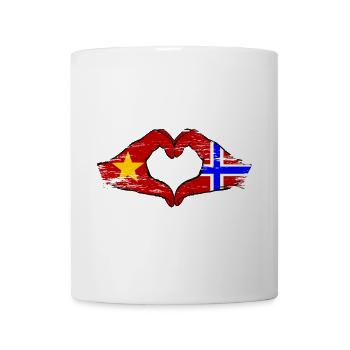 Vietnam Norwegen Flagge Hände Herzform used - Tasse - Weiß - Vorne