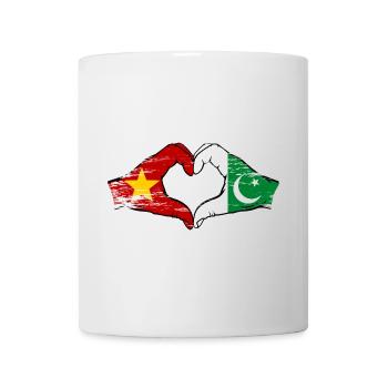 Vietnam Pakistan flag hands heart shape used - Mug - white - Front