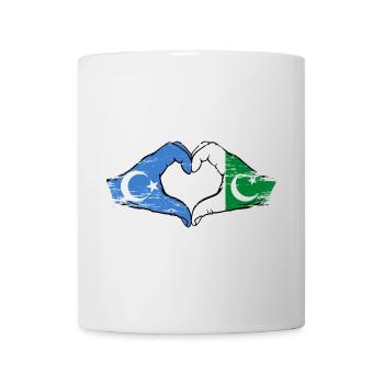 Uyghur Pakistan flag hands heart shape used - Mug - white - Front