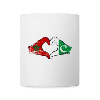 Drapeau du Maroc Pakistan mains en forme de coeur utilisé - Mug blanc - blanc - Devant