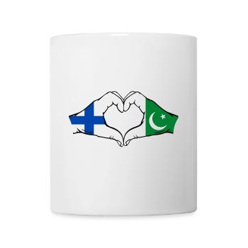 Finlande Pakistan Drapeau Mains Coeur Forme - Mug blanc - blanc - Devant