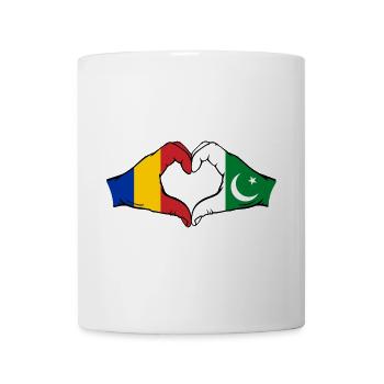Roemenië Pakistan Flag Hands Heart Shape - Mok - wit - Voor
