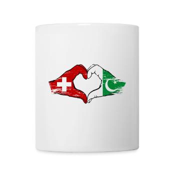 Suisse Pakistan drapeau mains coeur forme utilisé - Mug blanc - blanc - Devant