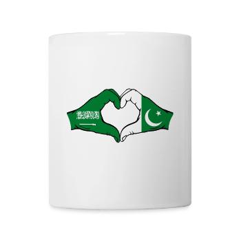 Saoedi-Arabië Pakistan Flag Hands Heart Shape - Mok - wit - Voor