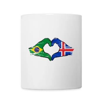 Brazil Iceland Flag Hands Heart Shape Used - Mug - white - Front