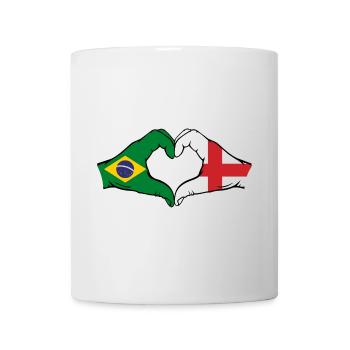 Brésil Angleterre Drapeau Mains Coeur Forme - Mug blanc - blanc - Devant