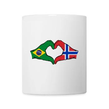 Brazil Norway Flag Hands Heart Shape - Mug - white - Front