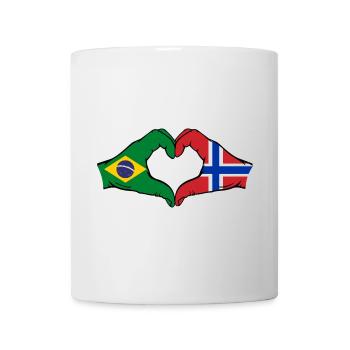Brésil Norvège Drapeau Mains Coeur Forme - Mug blanc - blanc - Devant