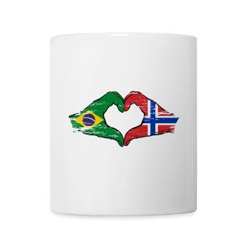 Brazil Norway Flag Hands Heart Shape Used - Mug - white - Front