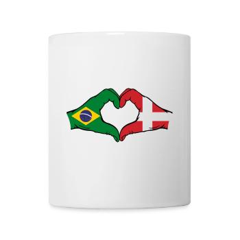 Brésil Danemark drapeau mains forme coeur - Mug blanc - blanc - Devant