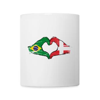 Brésil Danemark drapeau mains forme de coeur utilisé - Mug blanc - blanc - Devant