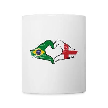 Brazil England flag hands heart shape used - Mug - white - Front
