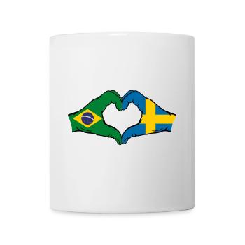 Brésil Suède Drapeau Mains Coeur Forme - Mug blanc - blanc - Devant