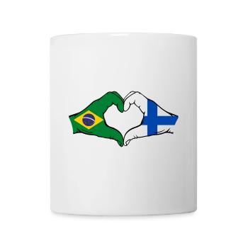 Brésil Finlande Drapeau Mains Coeur Forme - Mug blanc - blanc - Devant