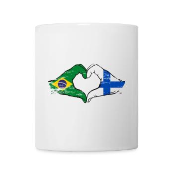 Brésil Finlande Drapeau Mains Coeur Forme Utilisé - Mug blanc - blanc - Devant
