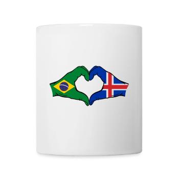 Brésil Islande Drapeau Mains Coeur Forme - Mug blanc - blanc - Devant