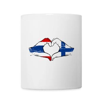 Thaïlande Finlande Drapeau Mains Coeur Forme - Mug blanc - blanc - Devant