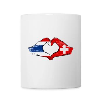 Thaïlande Suisse Drapeau Mains Coeur Forme Utilisé - Mug blanc - blanc - Devant