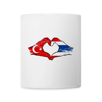 Turquie Drapeau de la Thaïlande mains en forme de coeur utilisé - Mug blanc - blanc - Devant