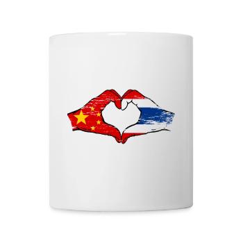 Chine Drapeau Thaïlande mains forme de coeur utilisé - Mug blanc - blanc - Devant