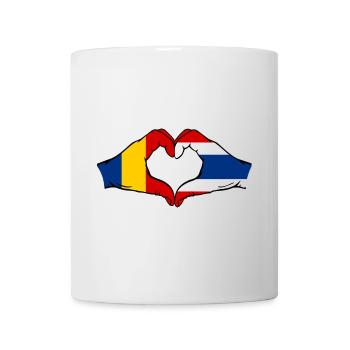 Roumanie Thaïlande drapeau mains forme coeur - Mug blanc - blanc - Devant
