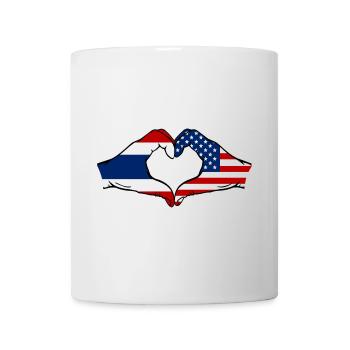 Thaïlande, États-Unis, drapeau, mains, forme de coeur - Mug blanc - blanc - Devant