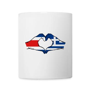 Costa Rica Greece Flag Hands Heart Shape - Mug - white - Front