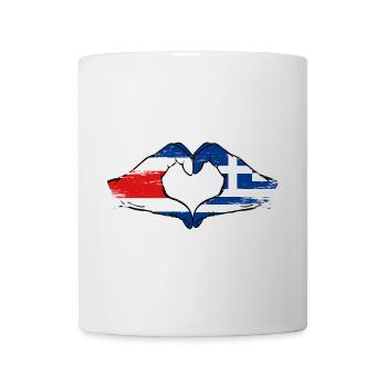 Costa Rica Grèce Drapeau Mains Coeur Forme Utilisé - Mug blanc - blanc - Devant