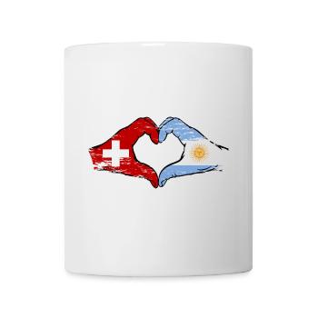 Suisse Argentine Drapeau Mains Coeur Forme Utilisé - Mug blanc - blanc - Devant