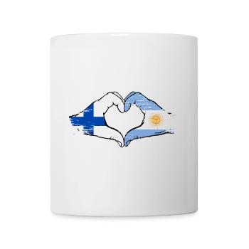 Finland Argentina Flag Hands Heart Shape Used - Mug - white - Front