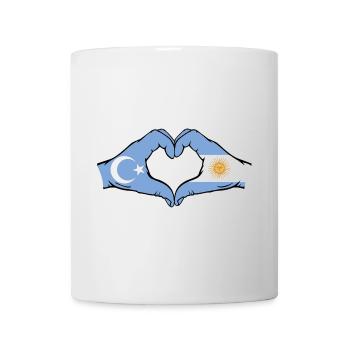 Ouïghour, Argentine, Drapeau, Mains, Forme de coeur - Mug blanc - blanc - Devant