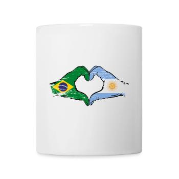 Brazil Argentina Flag Hands Heart Shape Used - Mug - white - Front
