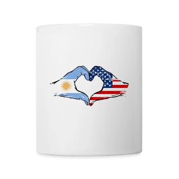 Argentina USA Flag Hands Heart Shape Used - Mug - white - Front
