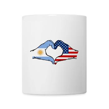 Argentine États-Unis Drapeau Mains Coeur Forme - Mug blanc - blanc - Devant